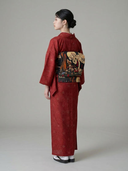 Takiyasha Witch Ukiyo-e Easy Wear Obi, Pre-Tied Taiko Knot, Wear in 5-10 Mins