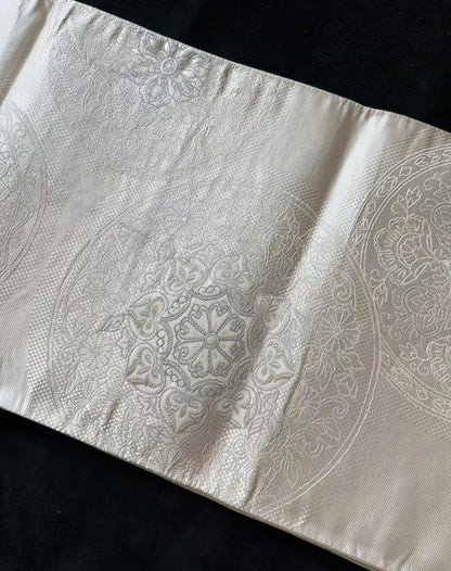 Vintage Silk Kimono Belt: Baoxiang Flower Fukuro Obi, OB108