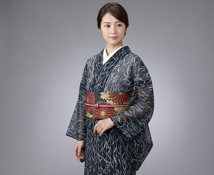 Vintage Komon Kimono with Floral Pattern, Ro Summer Kimono, Washable, Rank A+, B12