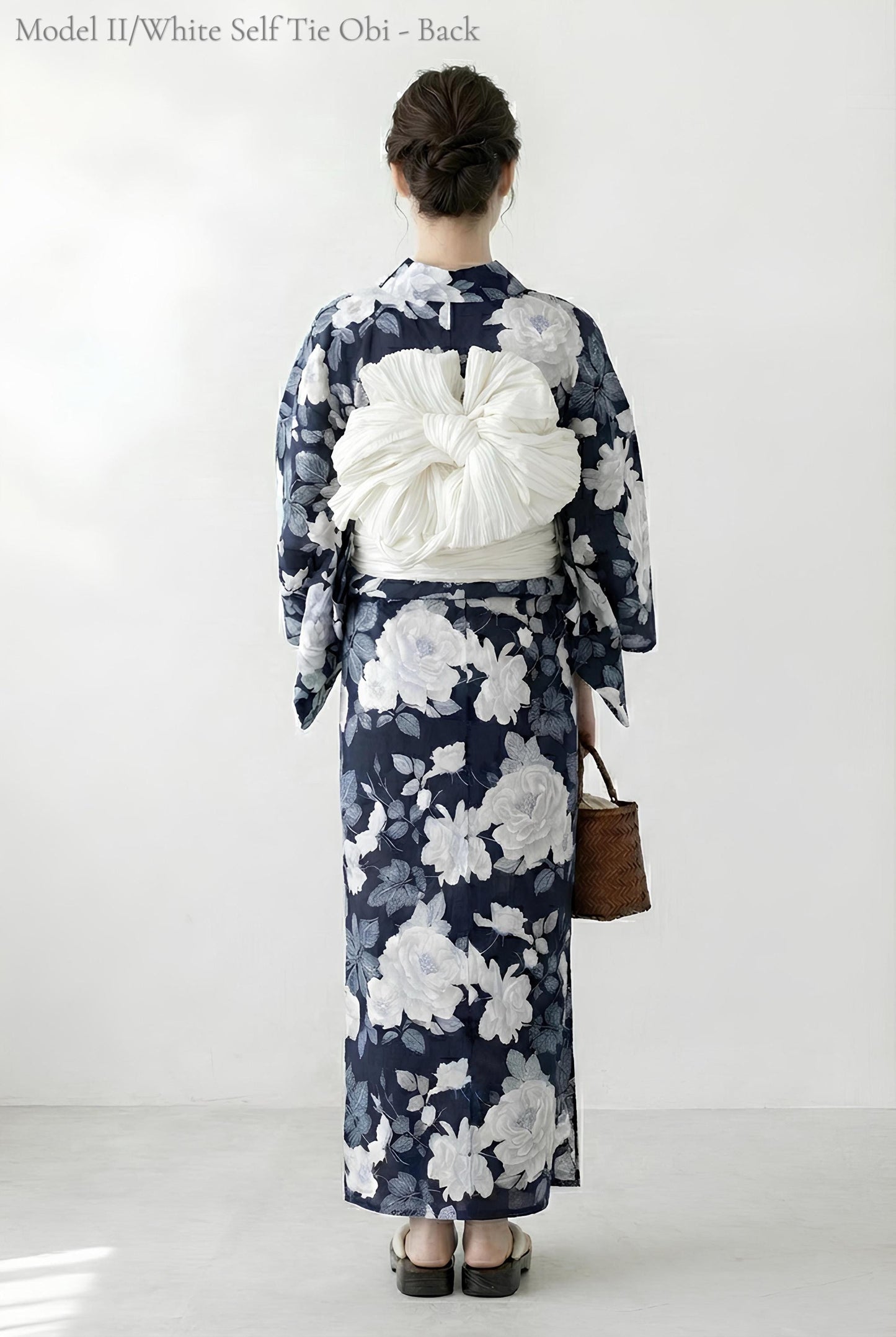 Floral Cotton Yukata Set, Obi Belt, Obijime & Sandals, Custom Fit Available