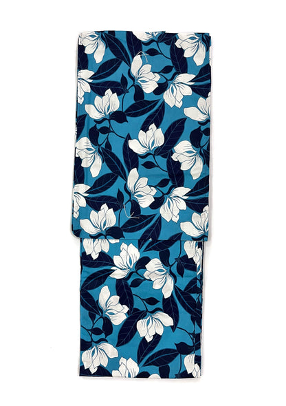 Blue Floral Japanese Cotton Yukata, Standard Sizes or Bespoke Custom Fit, Includes Koshi Himo