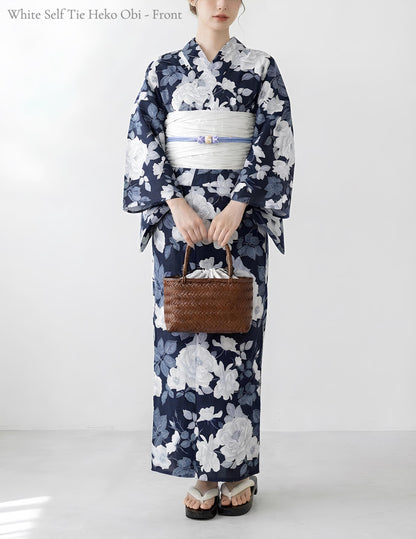 Floral Cotton Yukata Set, Obi Belt, Obijime & Sandals, Custom Fit Available