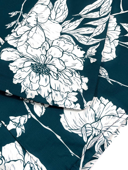 Green Floral Japanese Cotton Yukata Set, Obi Belt & Geta Sandals, Custom Fit Available