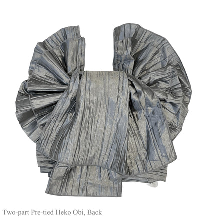 Green Floral Japanese Cotton Yukata Set, Obi Belt & Geta Sandals, Custom Fit Available