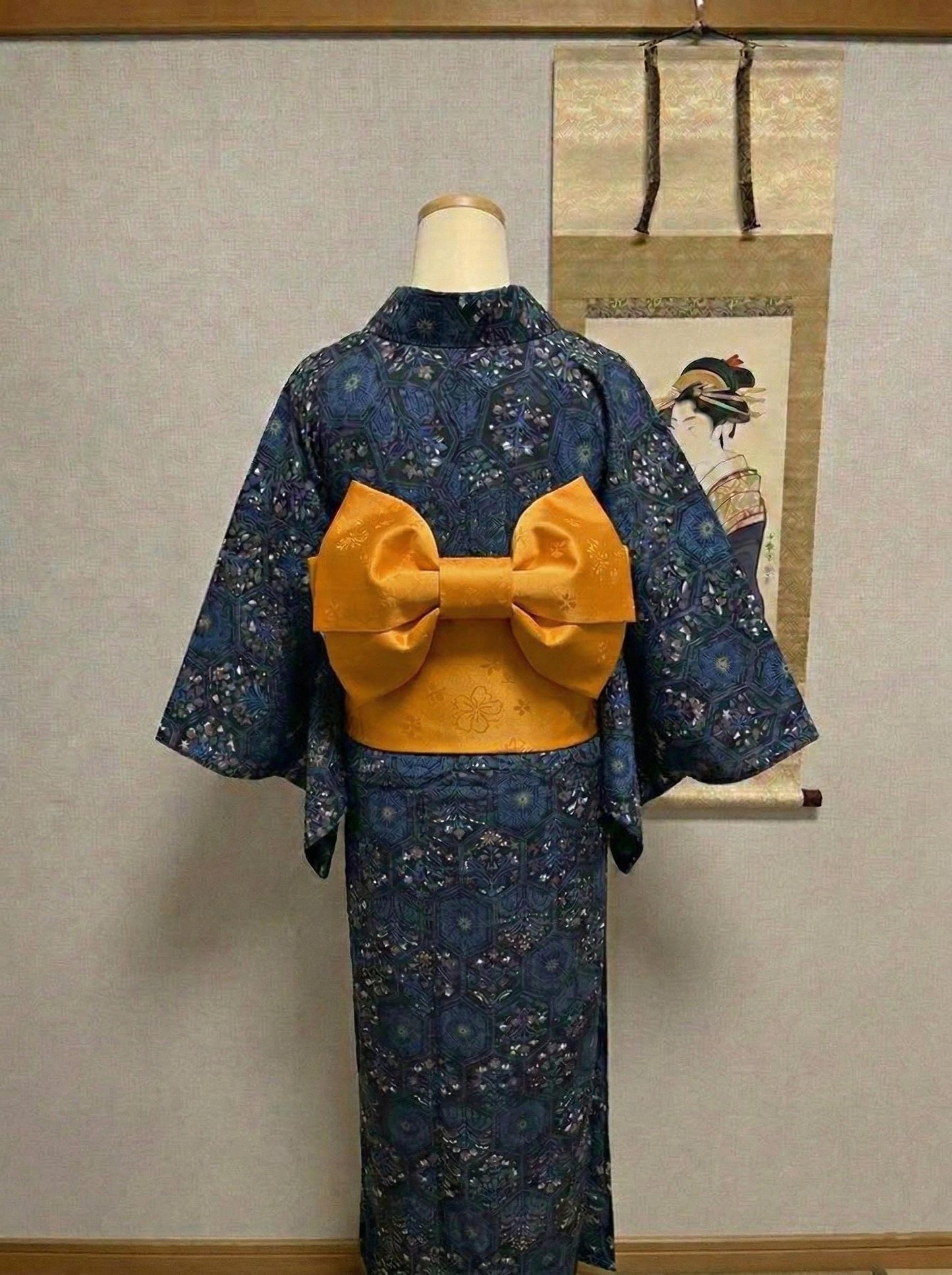 Floral Pre-Tied Obi Belt 3PCS Gift Set, Butterfly Knot Obi, Objime, & Obita