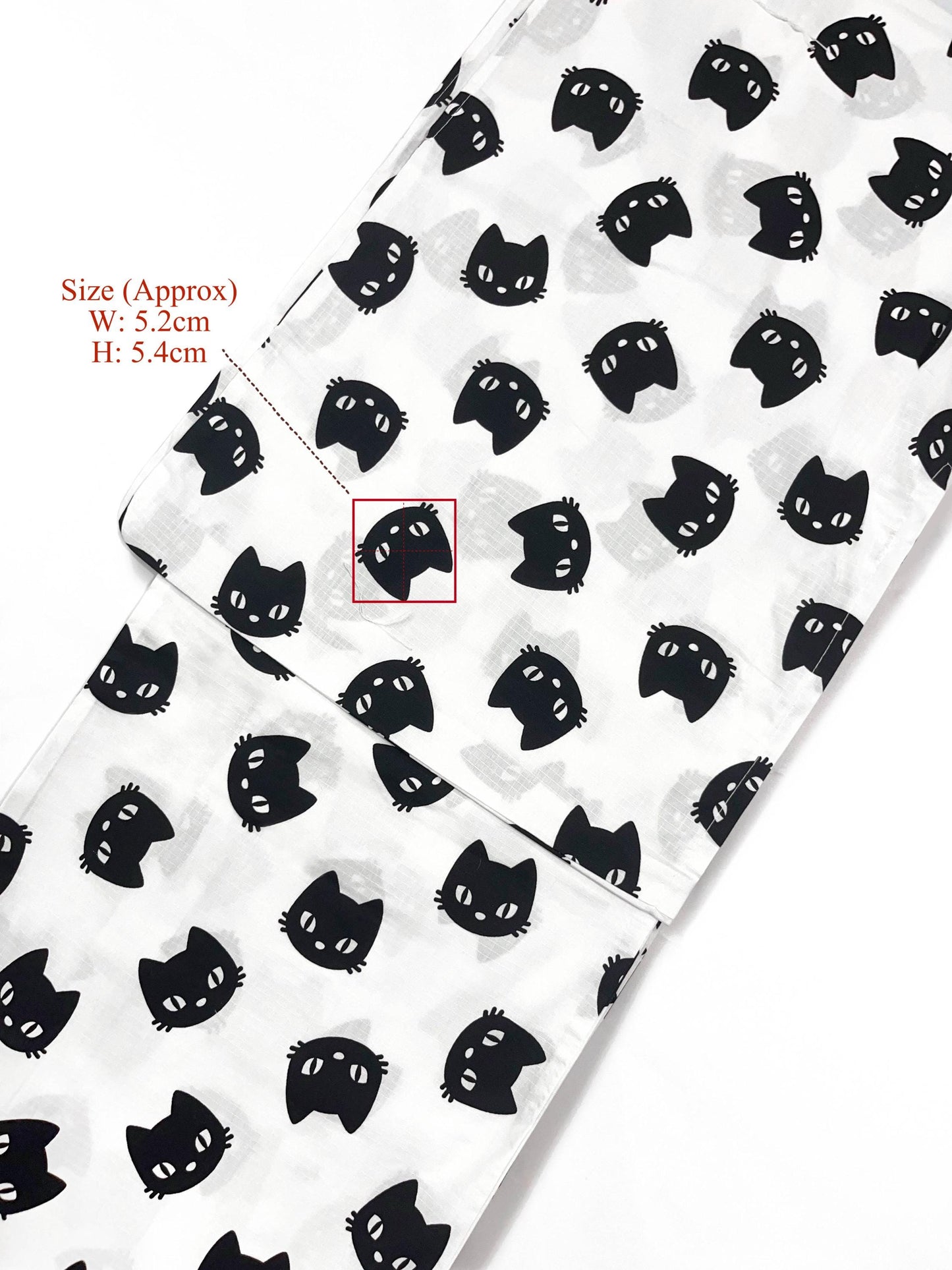 Cat Pattern Cotton Yukata Set, Obi Belt, Obijime & Sandals, Custom Fit Available