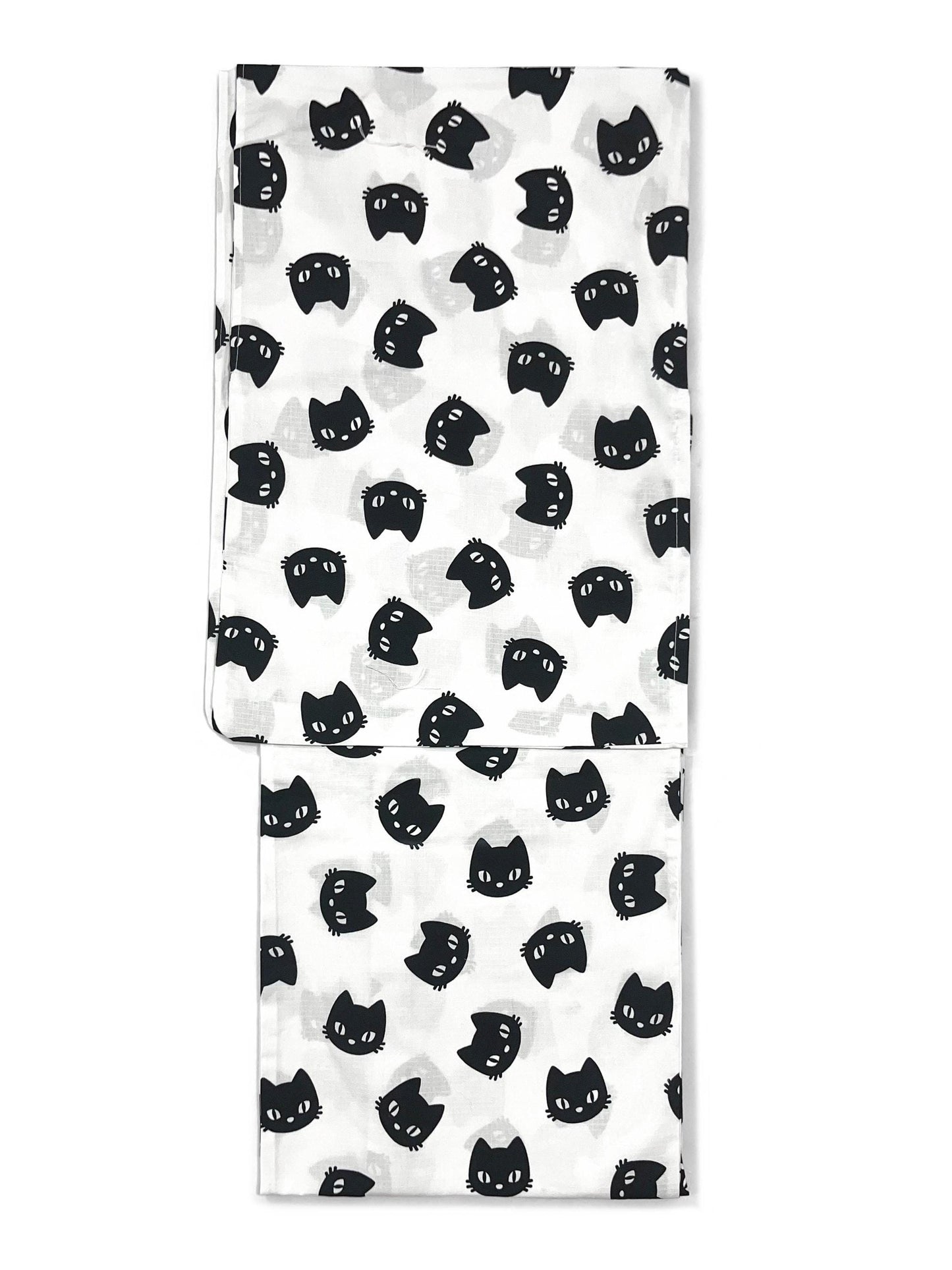 Cat Pattern Cotton Yukata Set, Obi Belt, Obijime & Sandals, Custom Fit Available