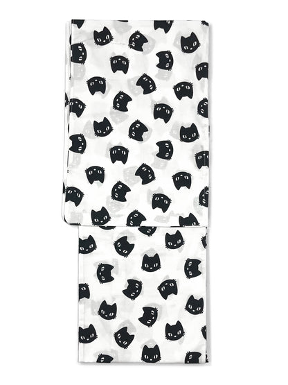 Cat Pattern Cotton Yukata Set, Obi Belt, Obijime & Sandals, Custom Fit Available