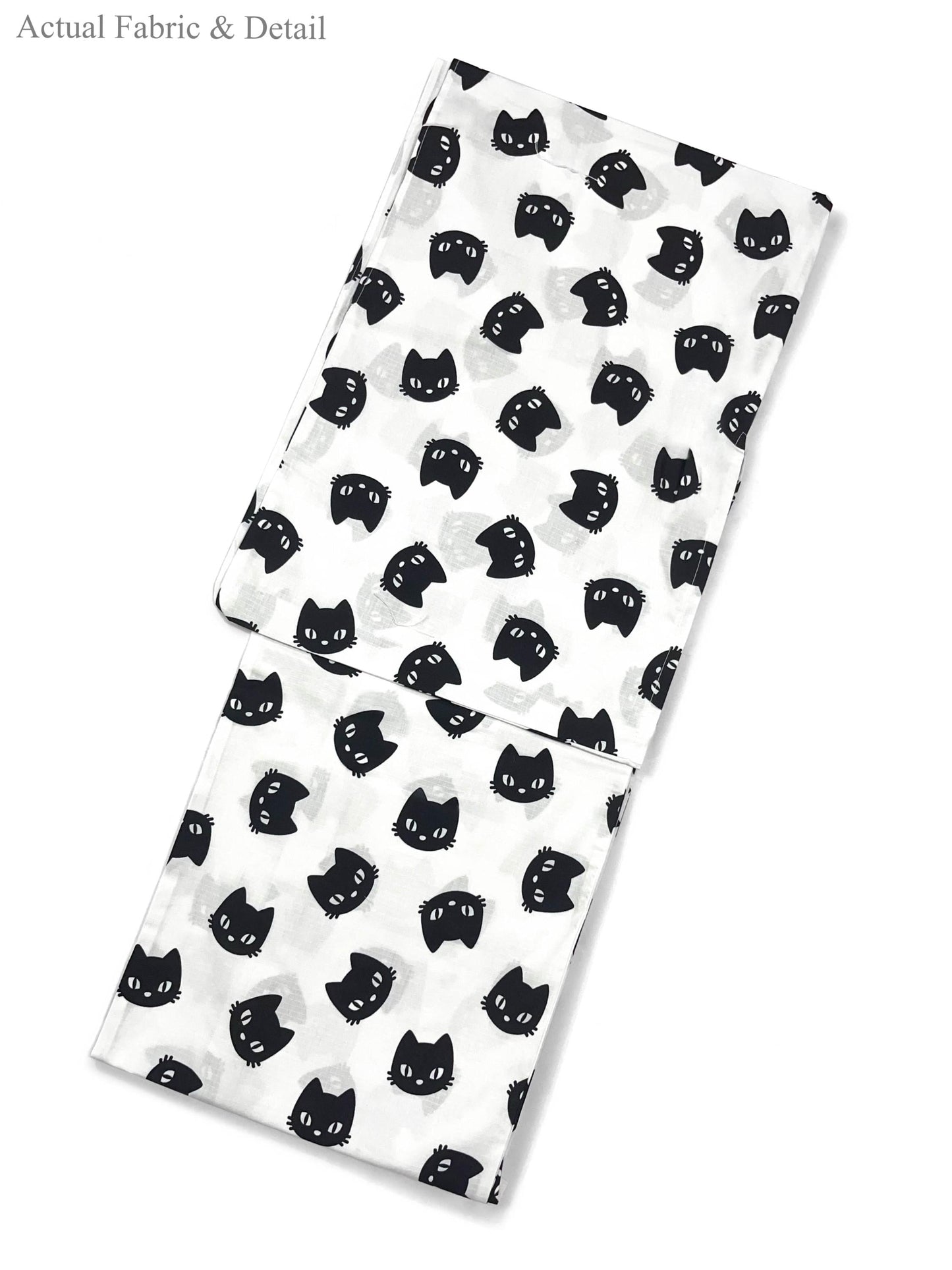 Cat Pattern Cotton Yukata Set, Obi Belt, Obijime & Sandals, Custom Fit Available