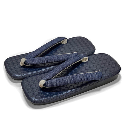 Japanese Demin Blue Setta Sandals, Haori Himo, Shingen bag: Men's Smart Casual Kimono/Summer Yukata Accessory Gift Set