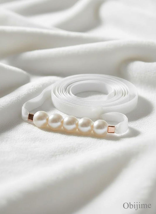 White Heko Obi, Obijime, Obita, Women's Yukata Belt Accessory Gift Set