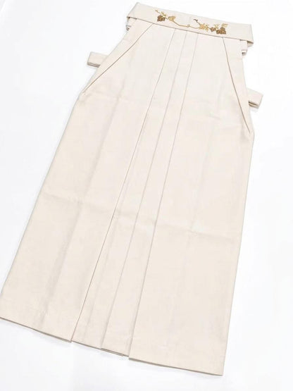 Hakama 3PCS Gift Set, Navy Blue Traditional Hakama Skirt, Koshi Himo, Floral Hair Accessory