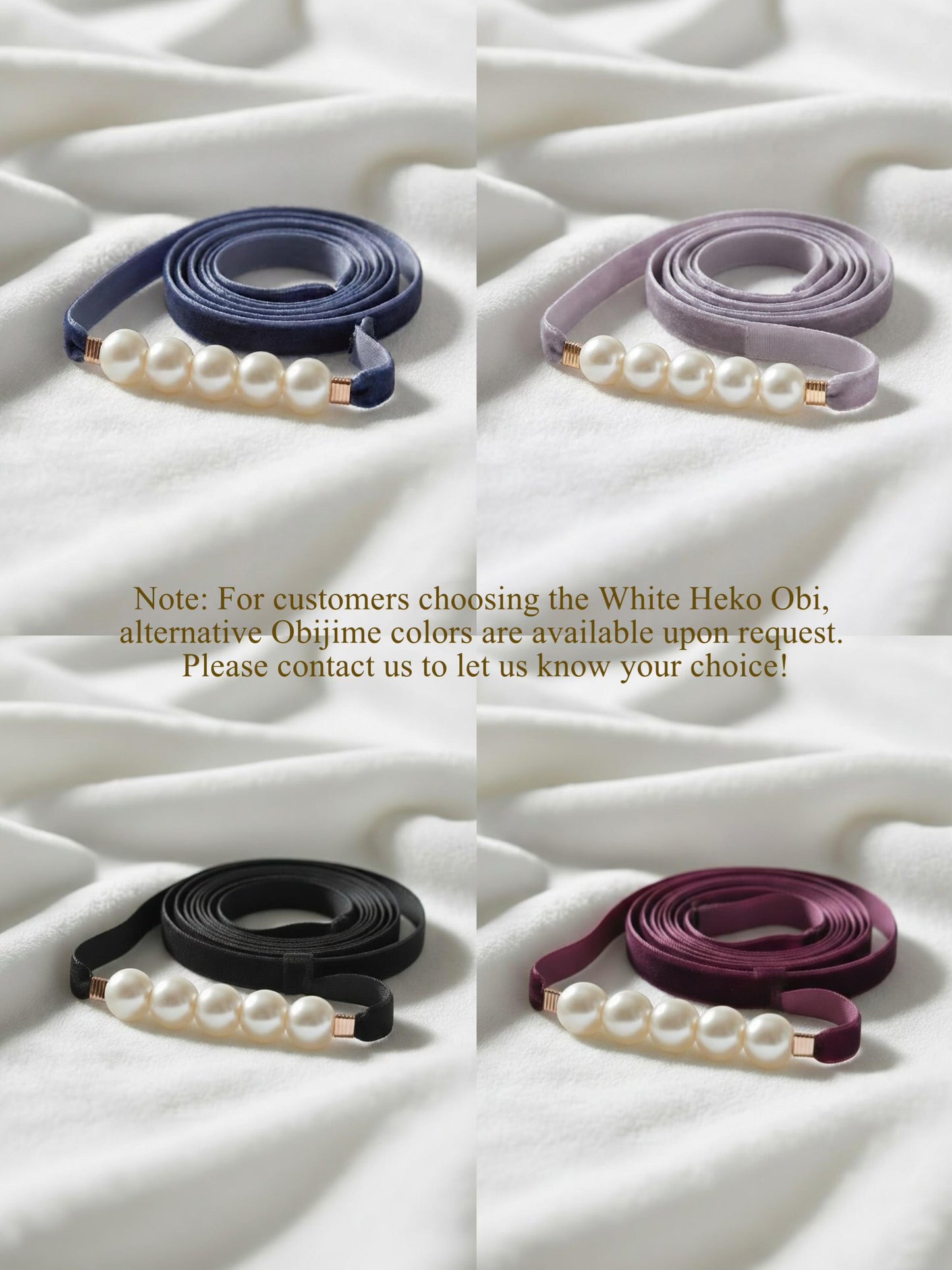 White Heko Obi, Obijime, Obita, Women's Yukata Belt Accessory Gift Set