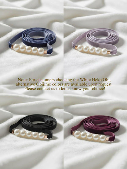 White Heko Obi, Obijime, Obita, Women's Yukata Belt Accessory Gift Set