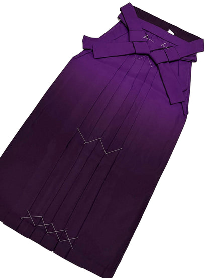 Hakama 3PCS Gift Set, Gradient Purple Traditional Hakama Skirt, Koshi Himo, Floral Hair Accessory