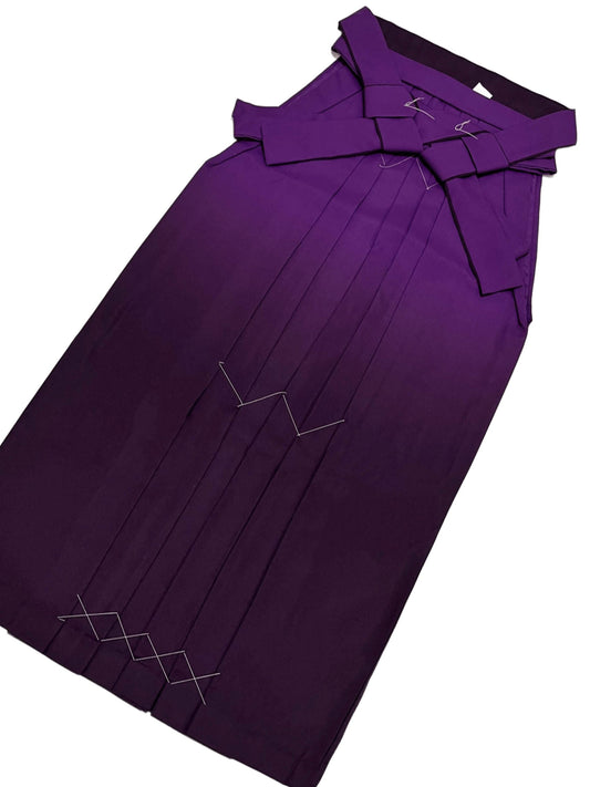 Hakama 3PCS Gift Set, Gradient Purple Traditional Hakama Skirt, Koshi Himo, Floral Hair Accessory