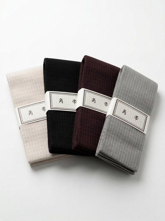 Men's Self Tie Kaku Obi, Shingen Bag, Koshi Himo: Japanese Kimono/Yukata Essential 3PCS Gift Set