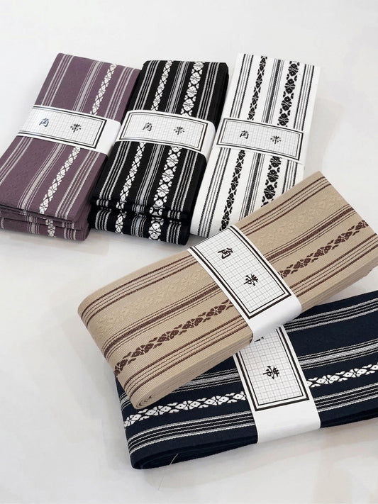 Men's Kaku Obi (Self-Tie), Koshi Himo, Shingen Bag, Men's Kimono Accessory Gift Set