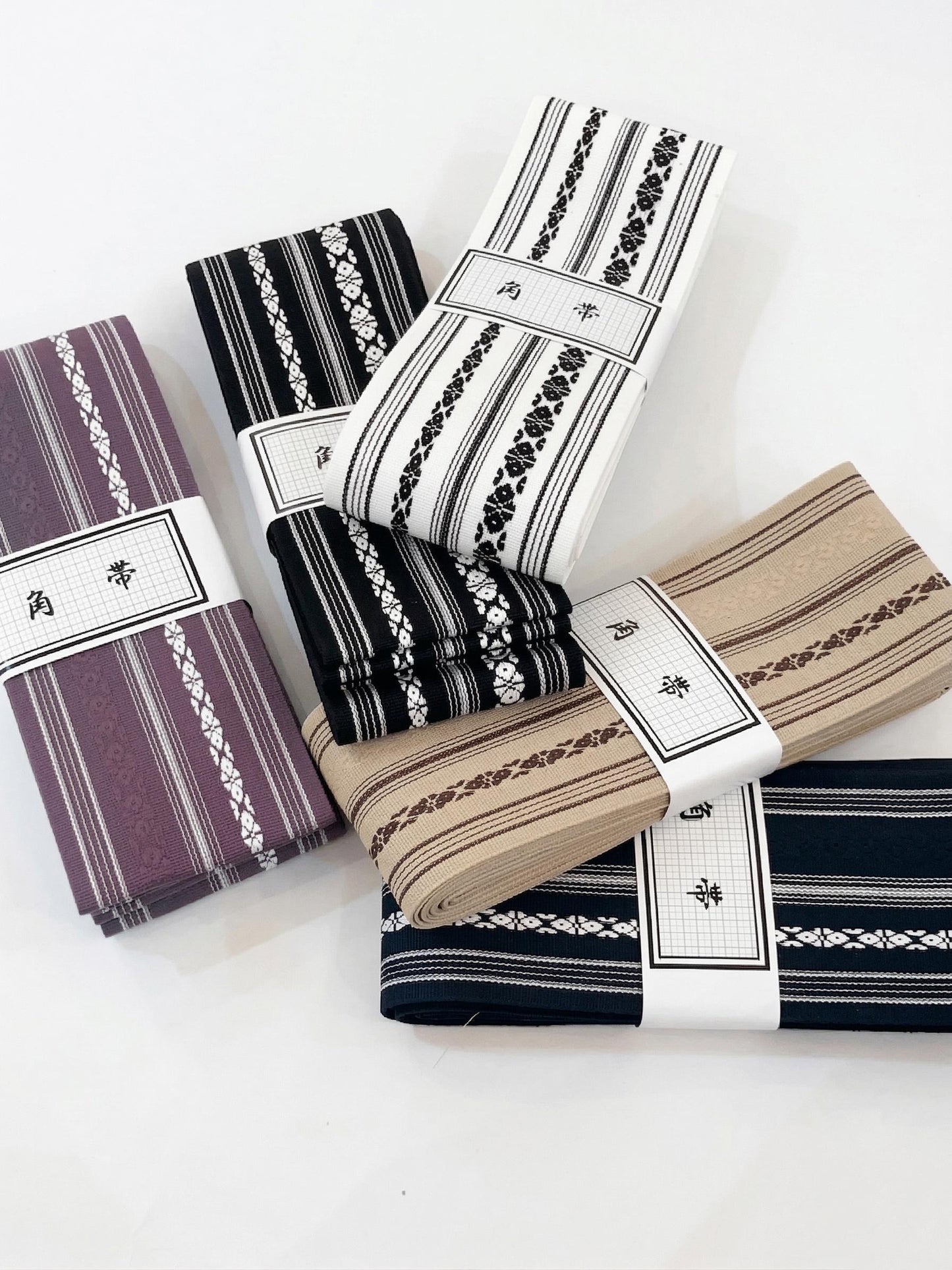 Men's Kaku Obi (Self-Tie), Koshi Himo, Shingen Bag, Men's Kimono Accessory Gift Set