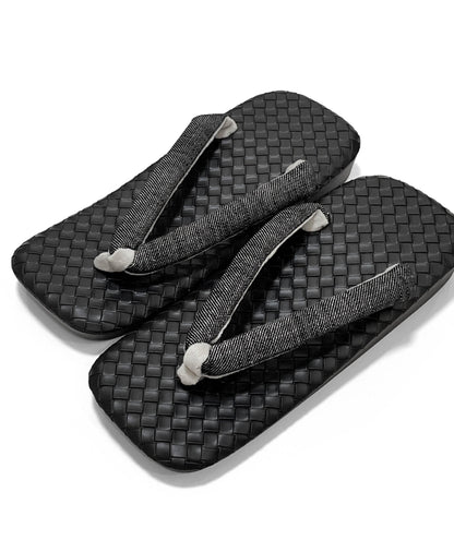 Japanese Black Setta Sandals, Haori Himo, Shingen bag: Men's Smart Casual Kimono/Summer Yukata Accessory Gift Set