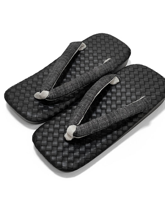 Japanese Black Setta Sandals, Haori Himo, Shingen bag: Men's Smart Casual Kimono/Summer Yukata Accessory Gift Set