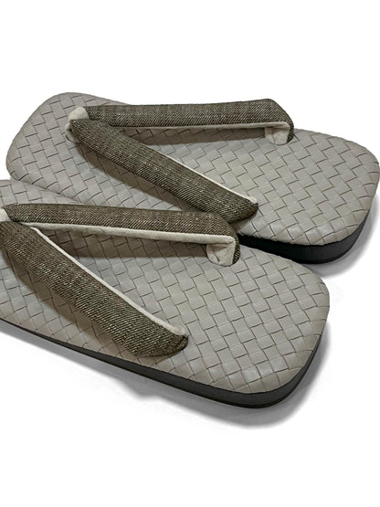 Japanese Setta Sandals (Olive-Grey), Haori Himo, Shingen bag: Men's Smart Casual Kimono/Yukata Accessory Gift Set