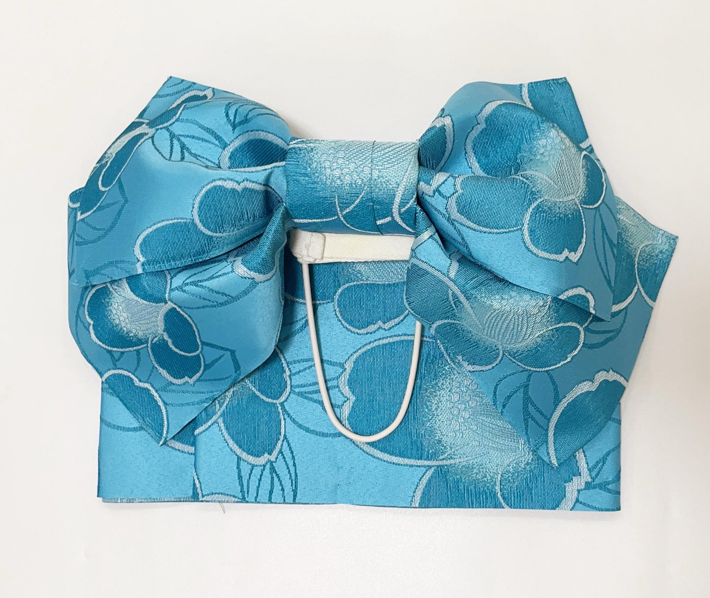 Floral Pre-Tied Obi Belt 3PCS Gift Set, Butterfly Knot Obi in Blue, Objime, & Obita