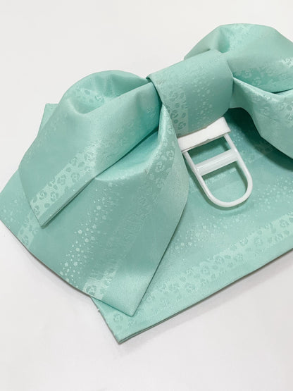 Floral Pre-Tied Obi Belt (Light Green) 3PCS Gift Set, Butterfly Knot Obi, Objime, & Obita