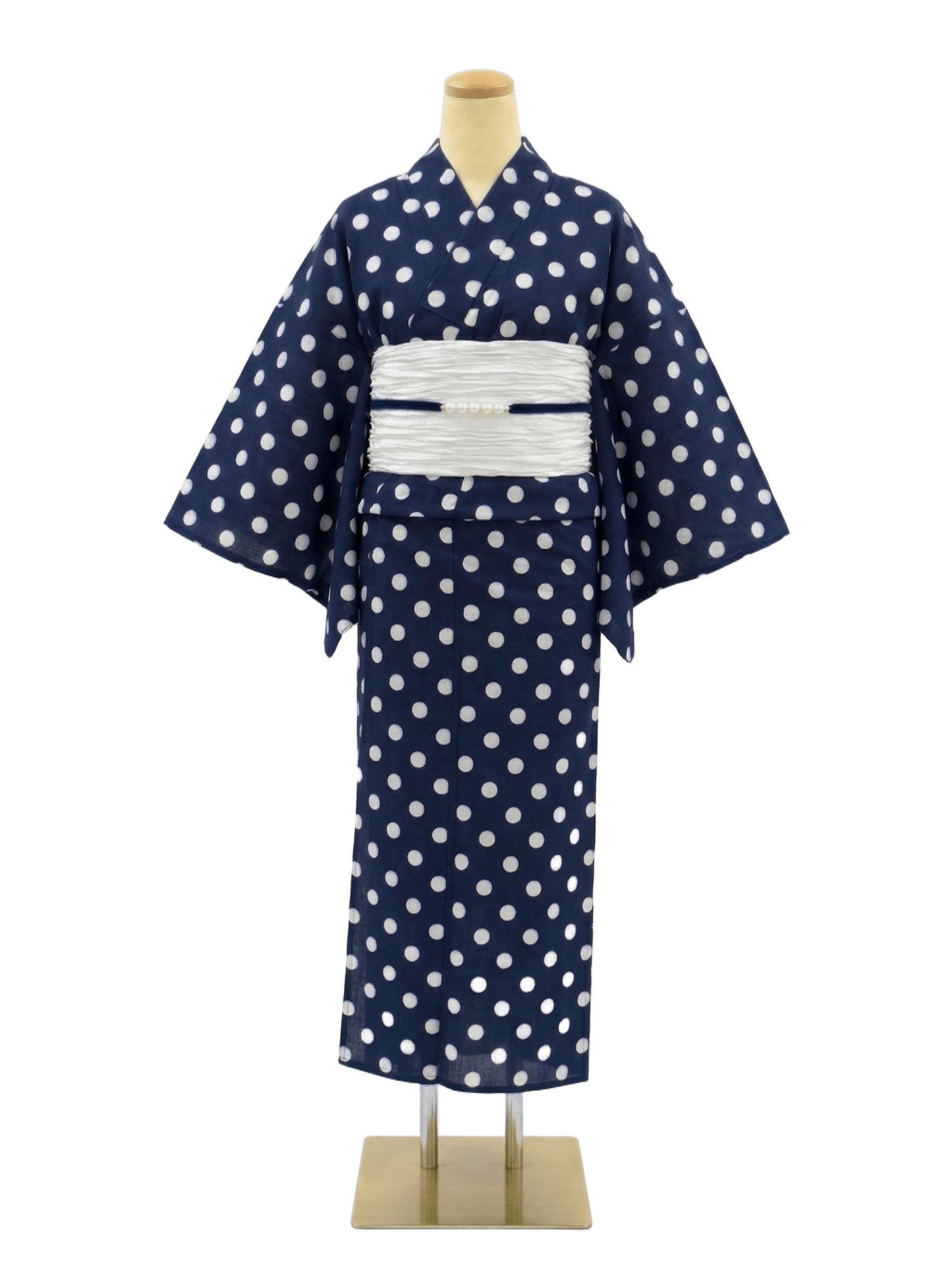 Japanese Podka Dot Yukata Set with Easy Wearing Obi, Obijime & Geta Sandals