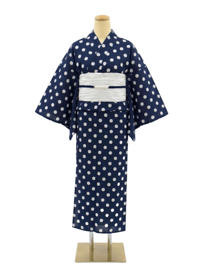 Japanese Podka Dot Yukata Set with Easy Wearing Obi, Obijime & Geta Sandals