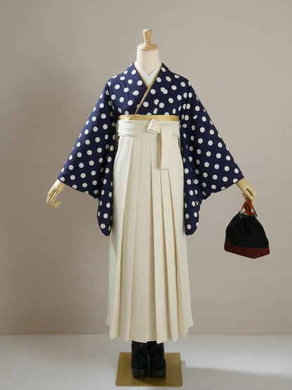 Hakama 3PCS Gift Set, Creamy White Traditional Hakama Skirt with Embrodiery, Koshi Himo, Floral Hair Accessory