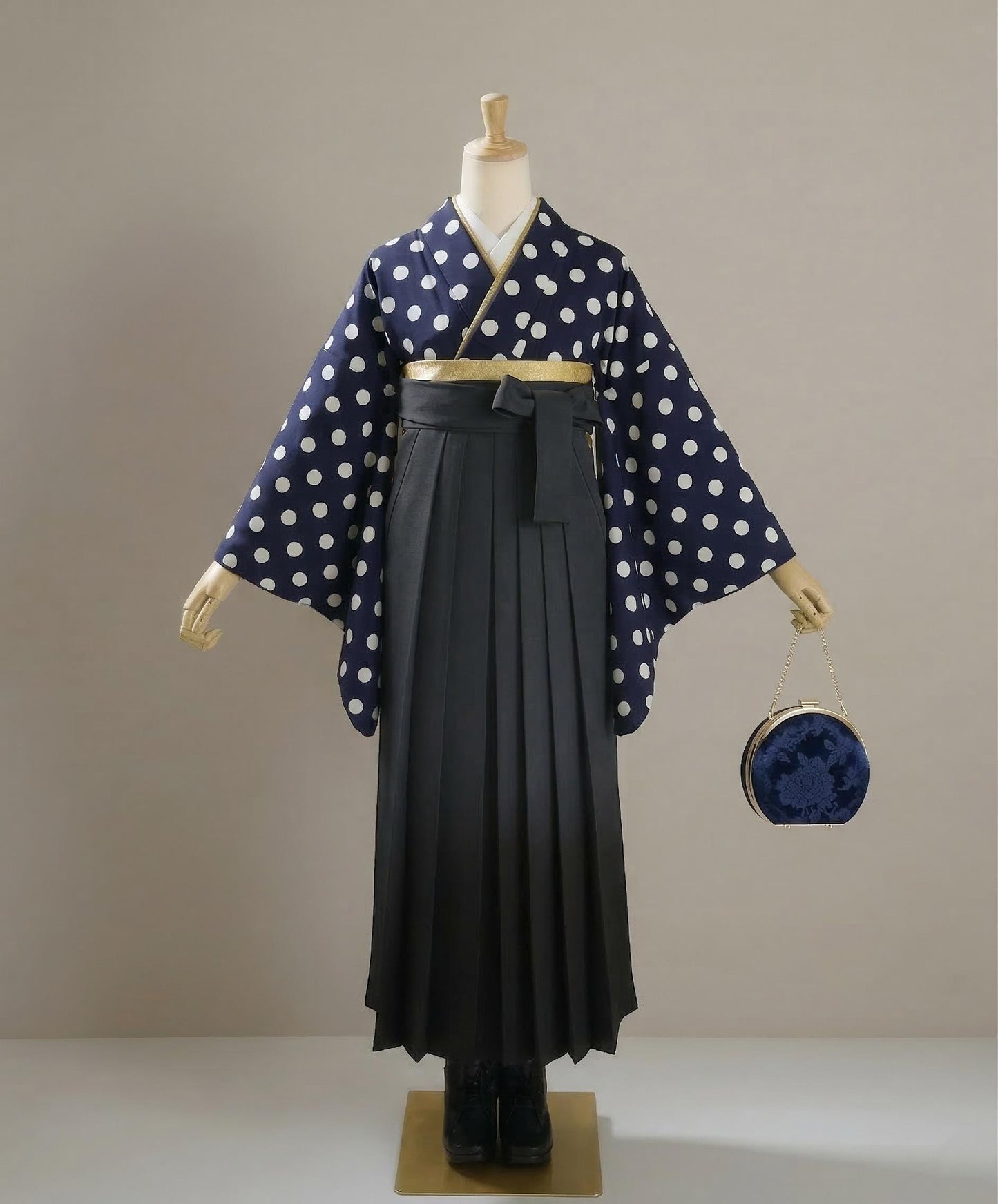 Hakama 3PCS Gift Set, Gradient Color Traditional Hakama Skirt, Koshi Himo, Floral Hair Accessory