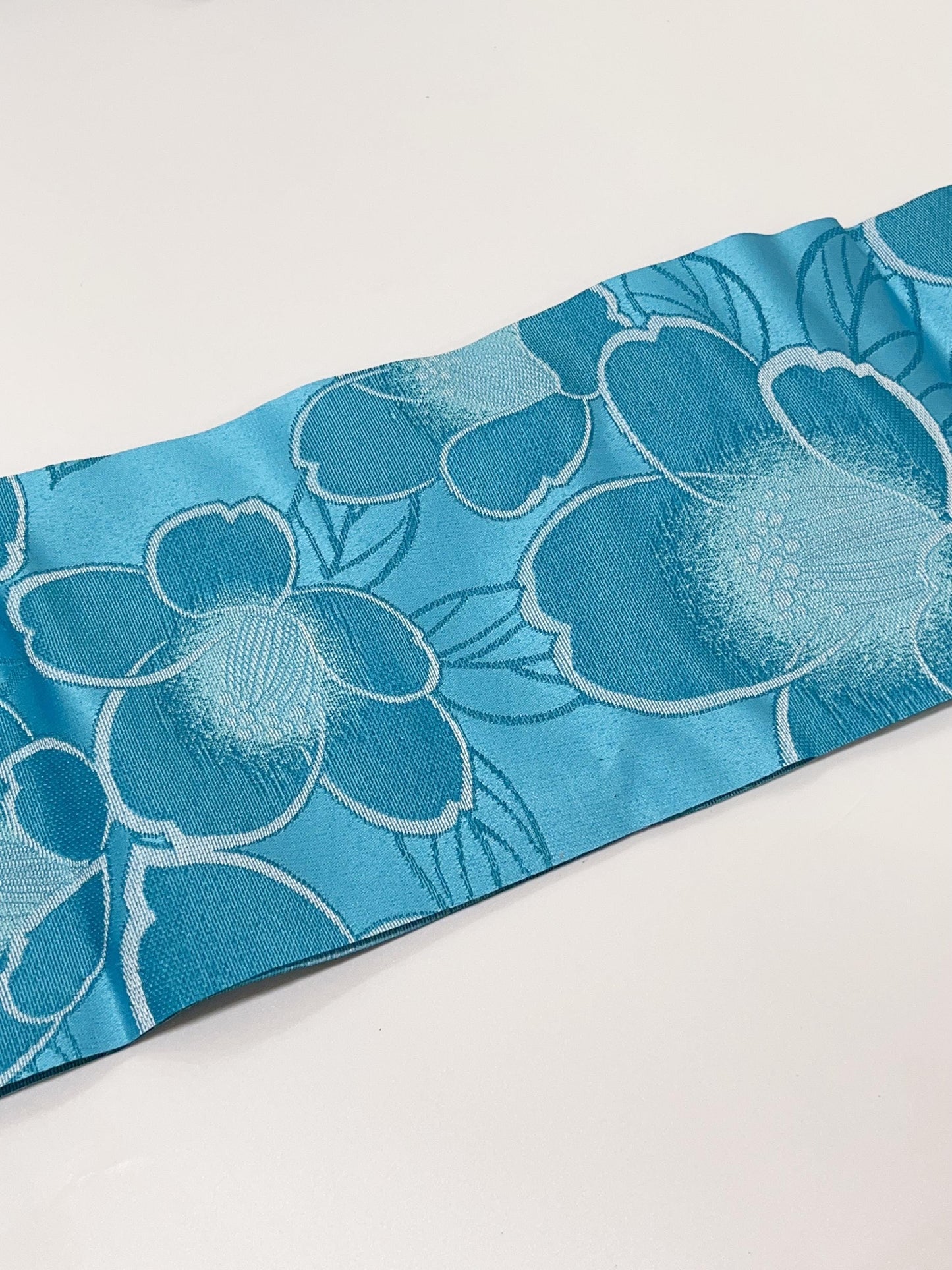 Floral Pre-Tied Obi Belt 3PCS Gift Set, Butterfly Knot Obi in Blue, Objime, & Obita