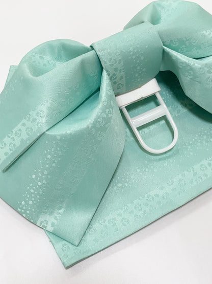 Floral Pre-Tied Obi Belt (Light Green) 3PCS Gift Set, Butterfly Knot Obi, Objime, & Obita