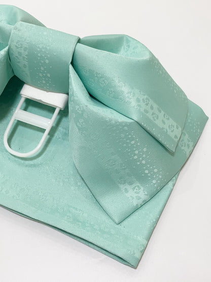 Floral Pre-Tied Obi Belt (Light Green) 3PCS Gift Set, Butterfly Knot Obi, Objime, & Obita