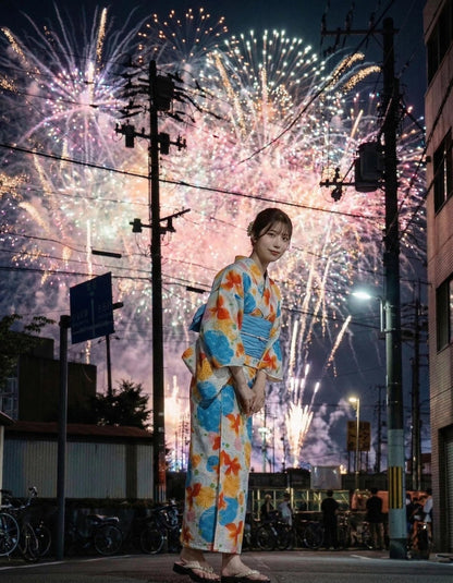 Japanese Goldfish Yukata Set with Heko Obi (Optional), Women Yukata Kimono, Custom Fit Available