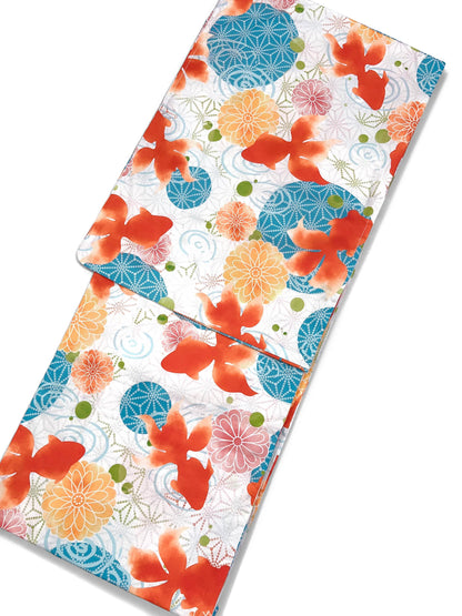 Japanese Goldfish Yukata Set with Heko Obi (Optional), Women Yukata Kimono, Custom Fit Available