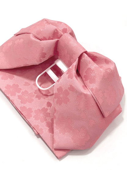 Pre-Tied Obi Belt Gift Set, Pink Sakura Floral Pattern Butterfly Knot Obi, Objime & Obita Board