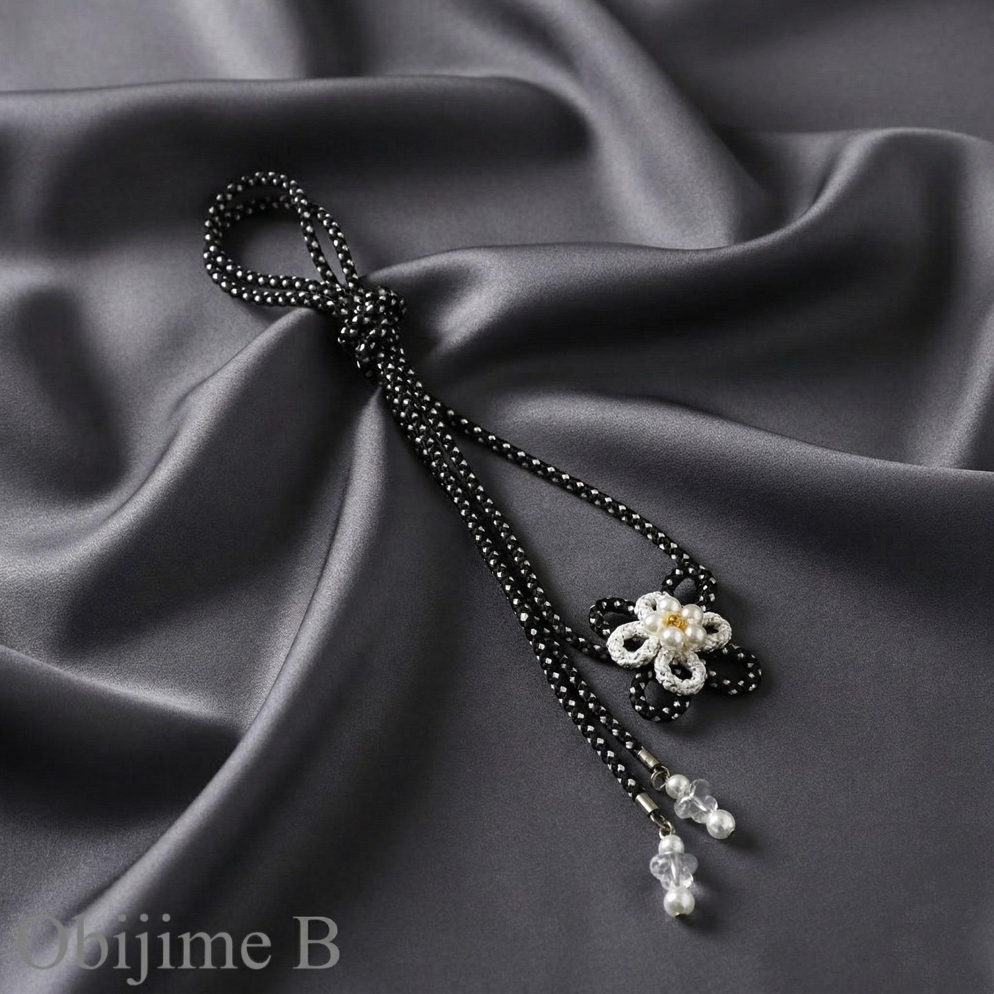 White Pre-Tied Obi 3PCS Gift Set,  Easy Wear Butterfly Knot Obi, Obijime & Obita Board