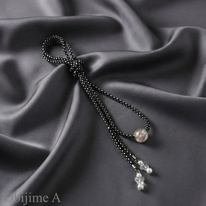 White Pre-Tied Obi 3PCS Gift Set,  Easy Wear Butterfly Knot Obi, Obijime & Obita Board
