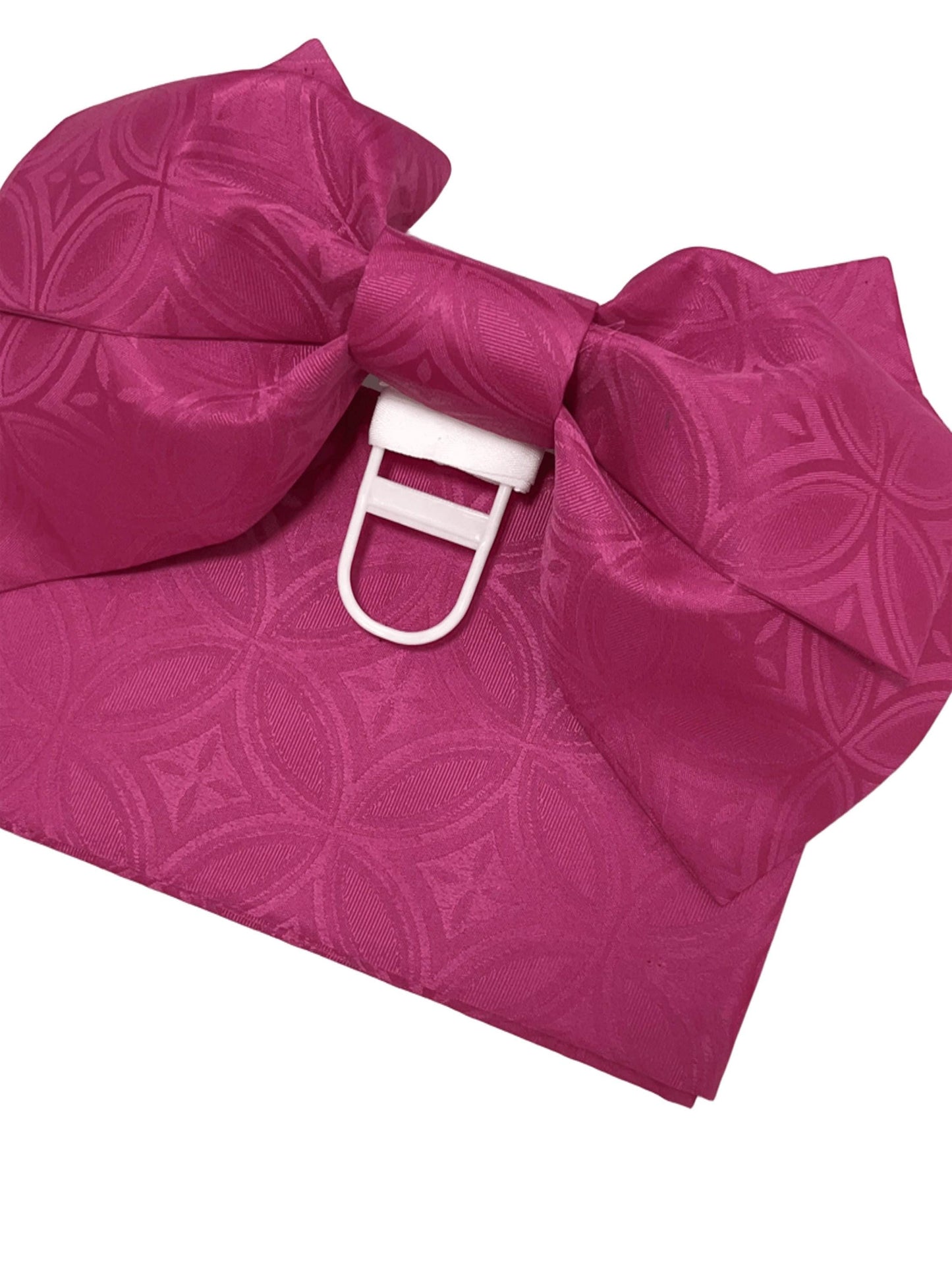 Japanese Pre-Tied Obi Belt Gift Set, Magenta Butterfly Knot Obi with Shibo Pattern, Objime & Obita Board, Easy to Wear