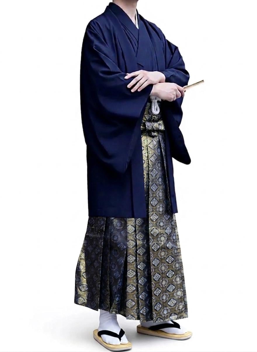 Traditional Men's Hakama & Kimono 2PCS/9PCS Gift Set, Japanese Kimono Pants