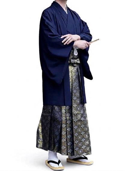 Traditional Men's Hakama & Kimono 2PCS/9PCS Gift Set, Japanese Kimono Pants