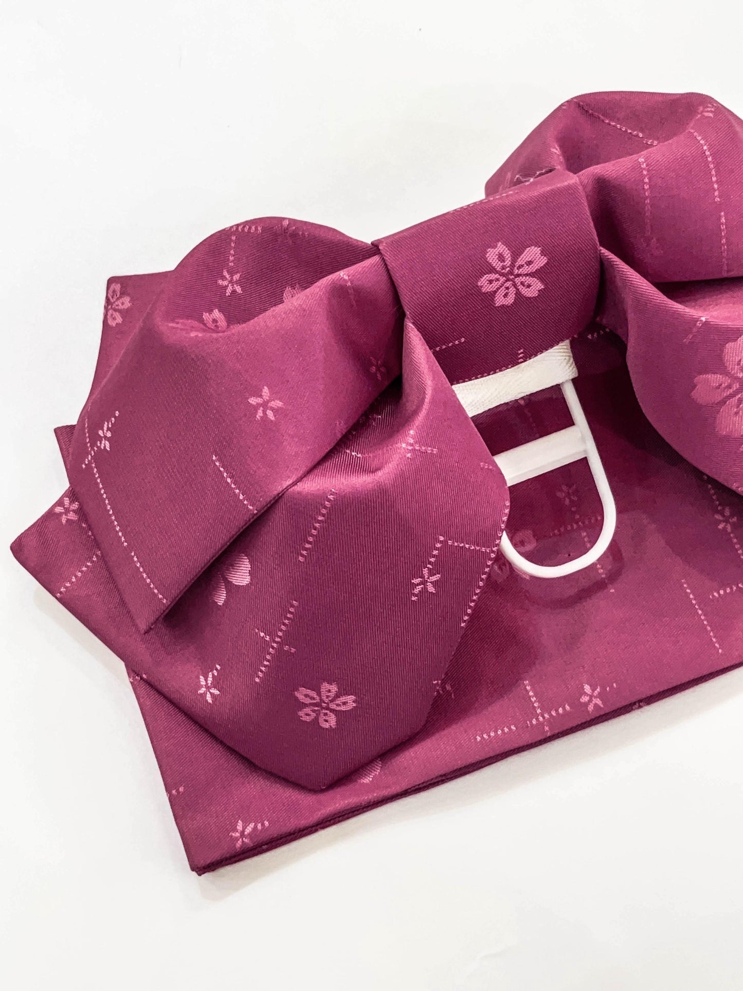 Pre-Tied Obi Belt Gift Set, Magenta Floral Pattern Butterfly Knot Obi, Objime & Obita Board