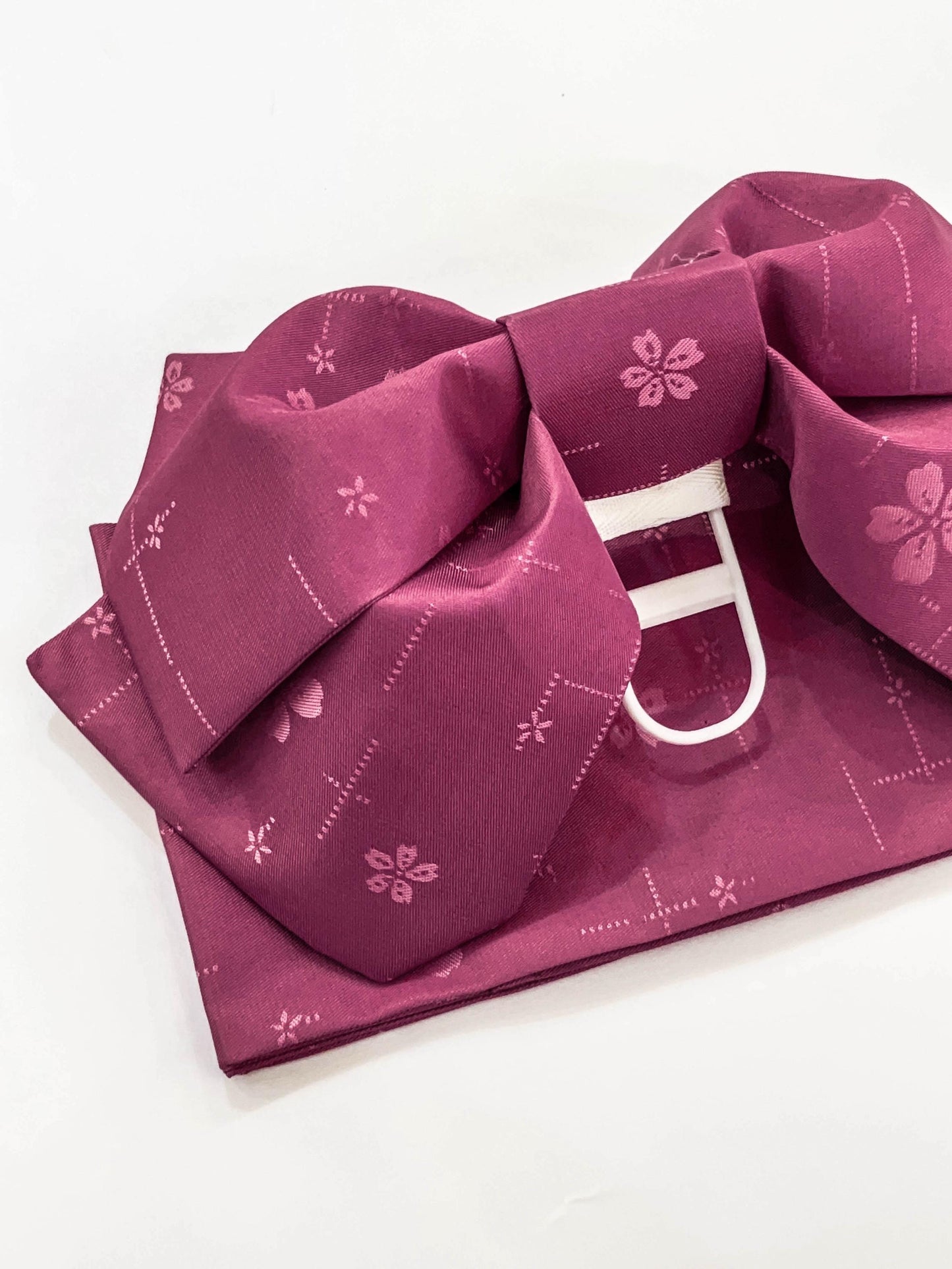 Pre-Tied Obi Belt Gift Set, Magenta Floral Pattern Butterfly Knot Obi, Objime & Obita Board