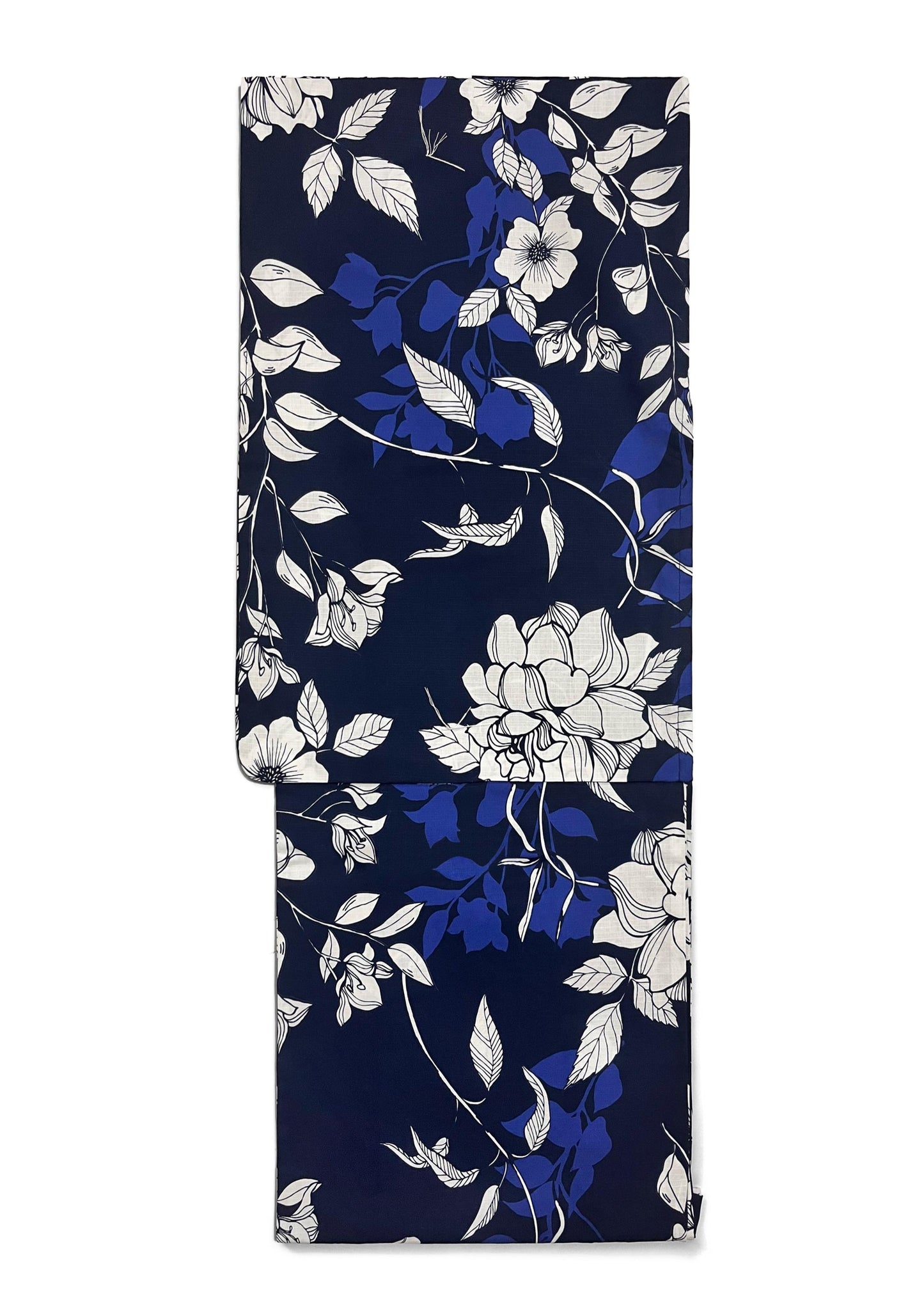 Japanese Cotton Yukata Set, Floral Pattern, with Easy Wear Pre-Tied Heko Obi
