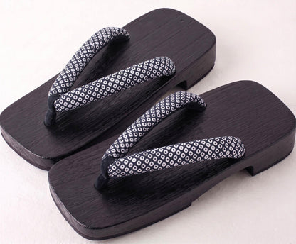 Japanese Men's Flat Geta Wooden Sandals, Large Size Available, Uchiwa Fan, Kinchaku Bag, Men's Yukata Accessory Gift Set