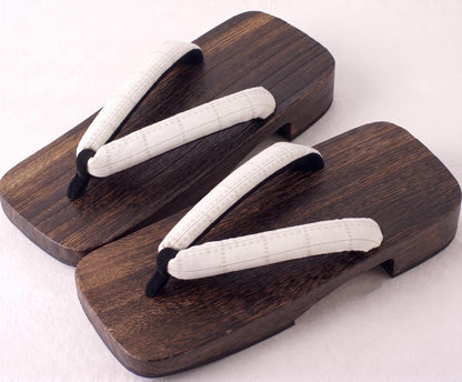 Japanese Men's Flat Geta Wooden Sandals, Large Size Available, Uchiwa Fan, Kinchaku Bag, Men's Yukata Accessory Gift Set