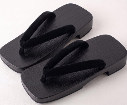 Japanese Men's Flat Geta Wooden Sandals, Large Size Available, Uchiwa Fan, Kinchaku Bag, Men's Yukata Accessory Gift Set