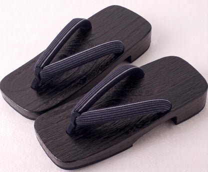 Japanese Men's Flat Geta Wooden Sandals, Large Size Available, Uchiwa Fan, Kinchaku Bag, Men's Yukata Accessory Gift Set